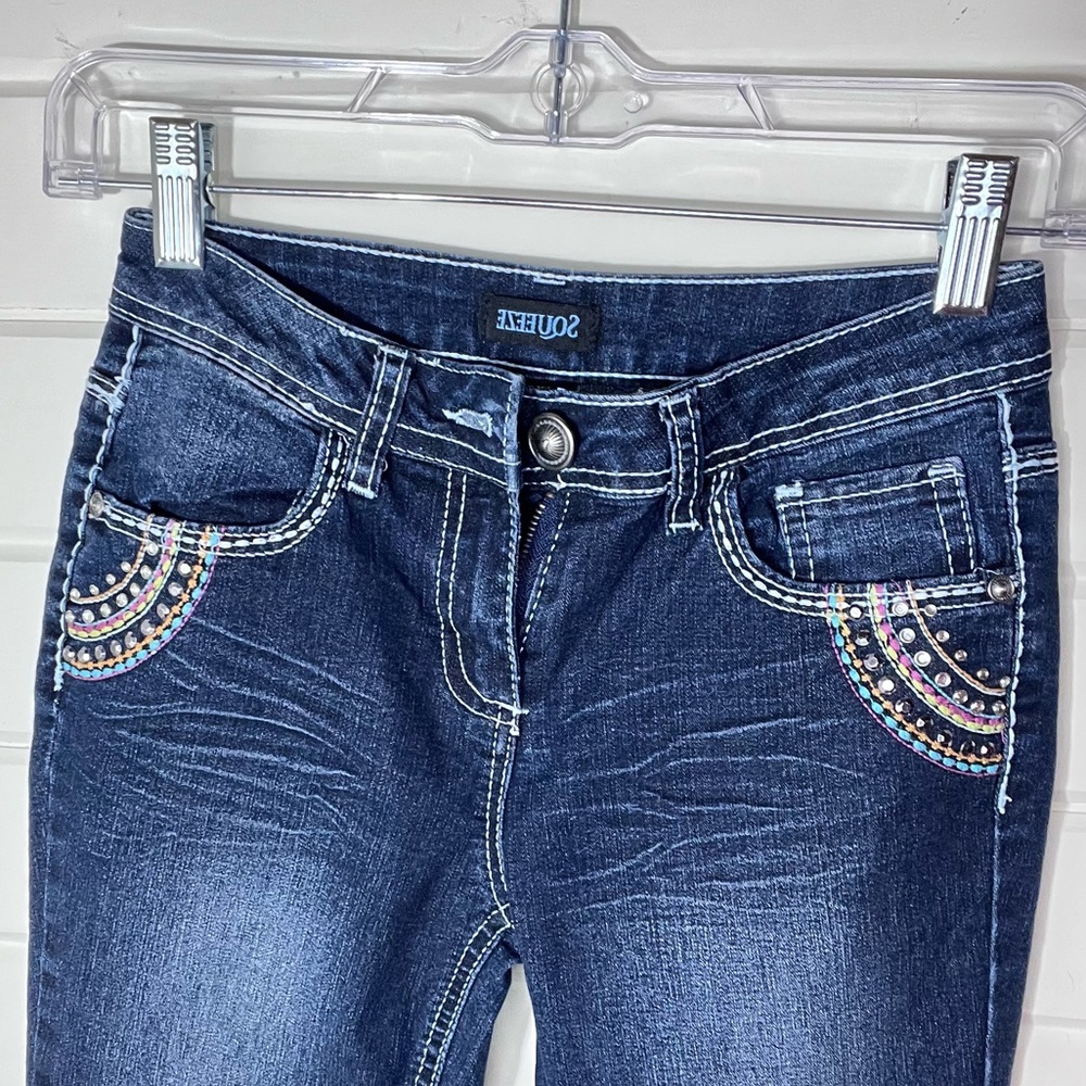 Dark wash girls squeeze jean